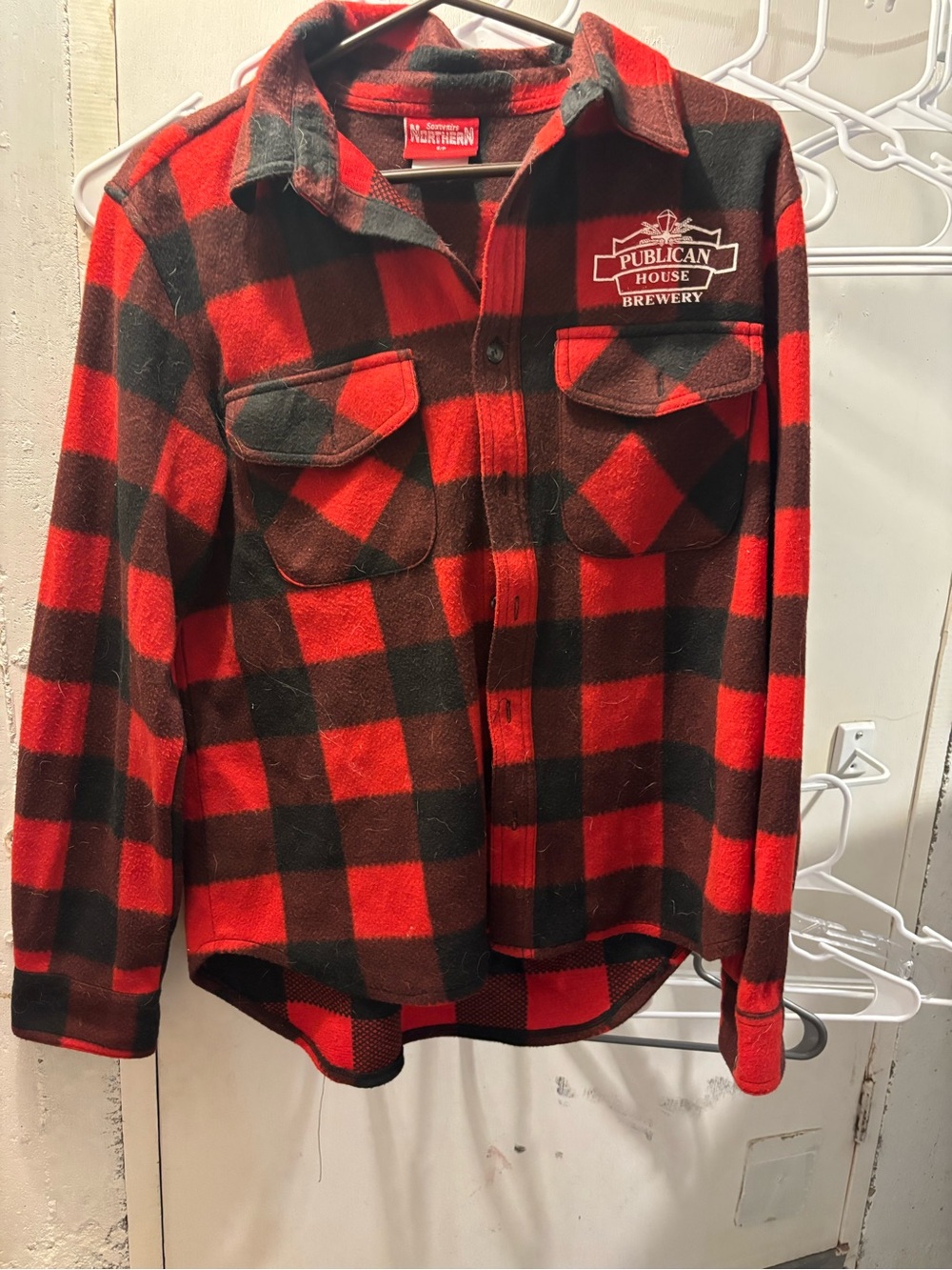 Publican Brewery House red/black Plaid Flannel Shirt